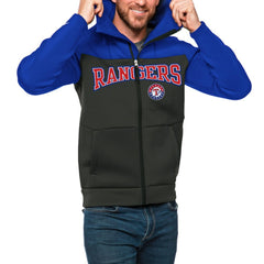 Texas Rangers Antigua Wordmark Protect Full-Zip Hoodie - Royal/Charcoal Hoodies