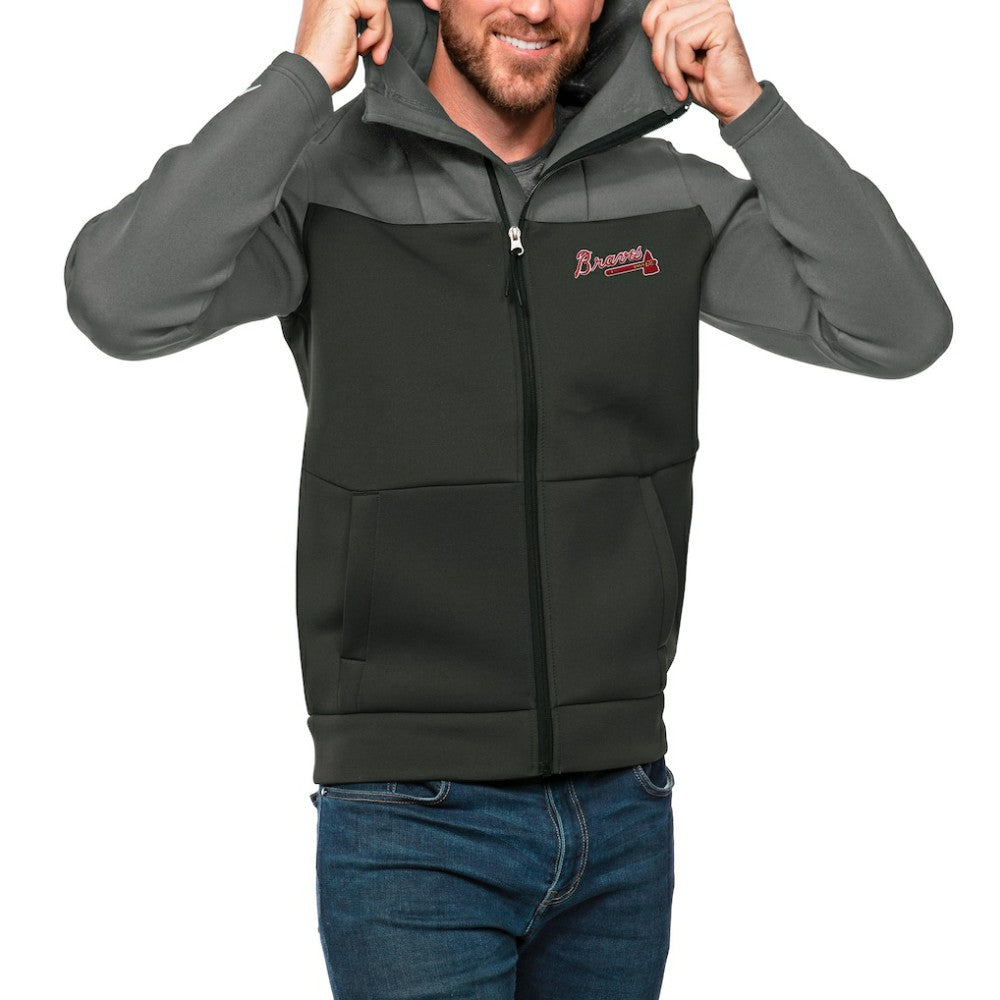 Atlanta Braves Antigua Protect Full-Zip Hoodie - Steel/Charcoal Hoodies