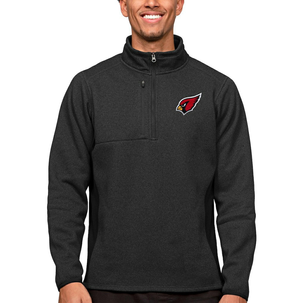 Arizona Cardinals Antigua Course Quarter-Zip Pullover Top Heathered Black