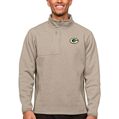 Green Bay Packers Antigua Course Quarter-Zip Pullover Top Oatmeal