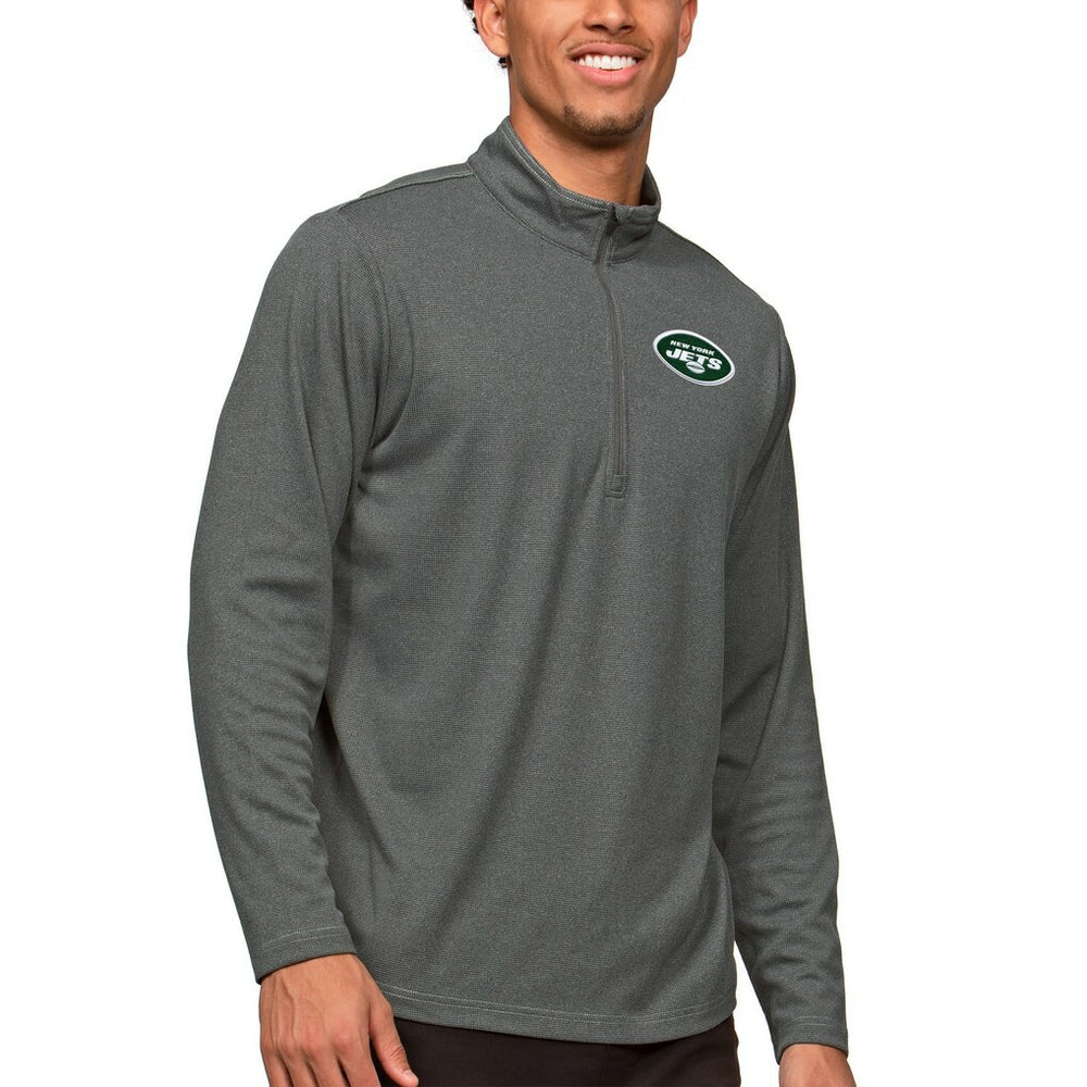 New York Jets Antigua Epic Quarter-Zip Pullover Top Heathered Charcoal