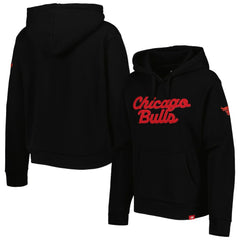 Chicago Bulls Sportiqe Women's Leona Ava Fleece Tri-Blend Pullover Hoodie Black