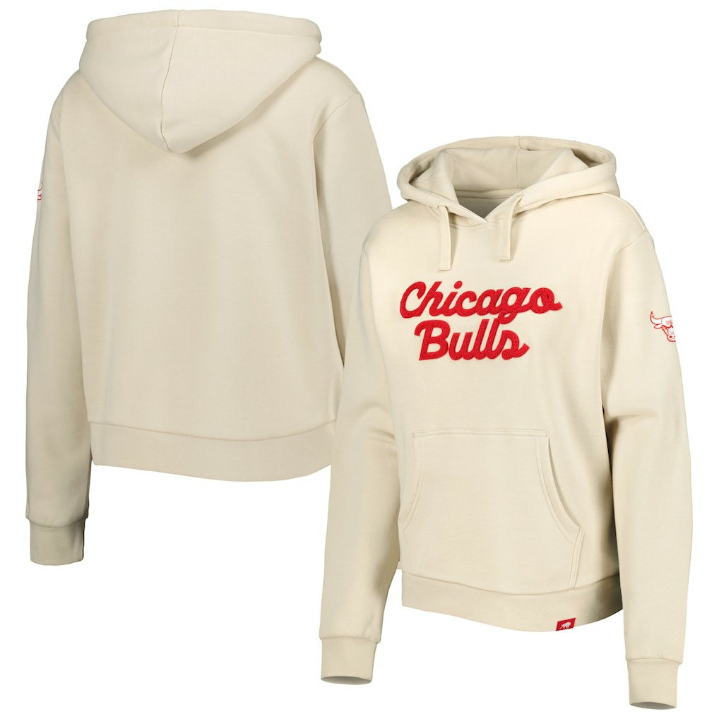Chicago Bulls Sportiqe Women's Leona Ava Fleece Tri-Blend Pullover Hoodie Cream
