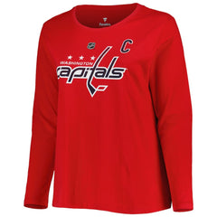 NHL Washington Capitals Profile Women's Plus Size Distressed Printed Name & Number Long Sleeve T-Shirt - Red