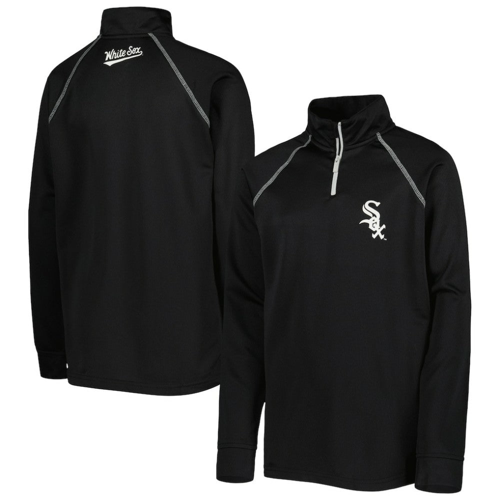 Chicago White Sox Stitches Youth Team Raglan Quarter-Zip Jacket - Black Jackets
