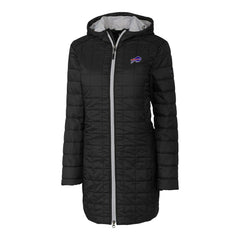 Buffalo Bills Cutter & Buck Women's Rainier Primaloft Eco Hooded Long Lightweight Coat Black