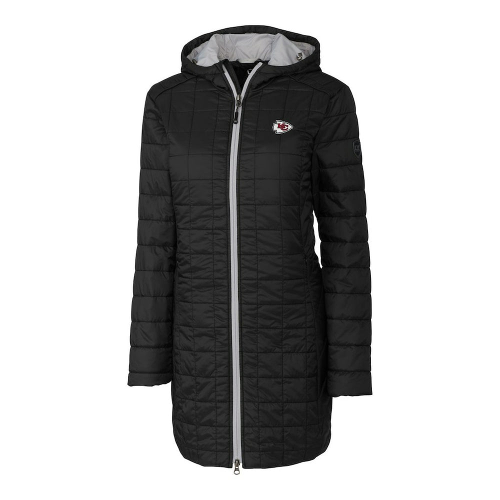 Kansas City Chiefs Cutter & Buck Women's Rainier Primaloft Eco Hooded Long Lightweight Coat Black