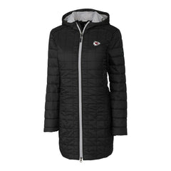 Kansas City Chiefs Cutter & Buck Women's Rainier Primaloft Eco Hooded Long Lightweight Coat Black
