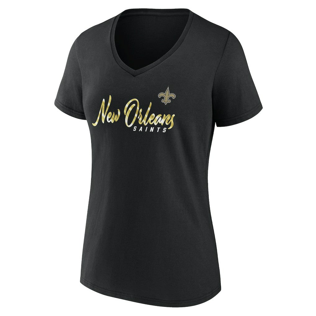New Orleans Saints Women's Shine Time V-Neck T-Shirt Black