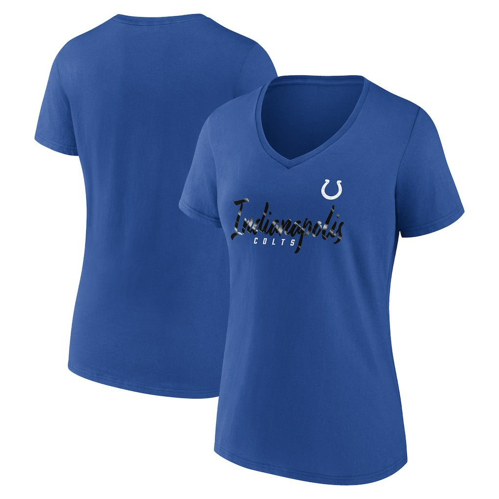 Indianapolis Colts Women's Shine Time V-Neck T-Shirt Royal