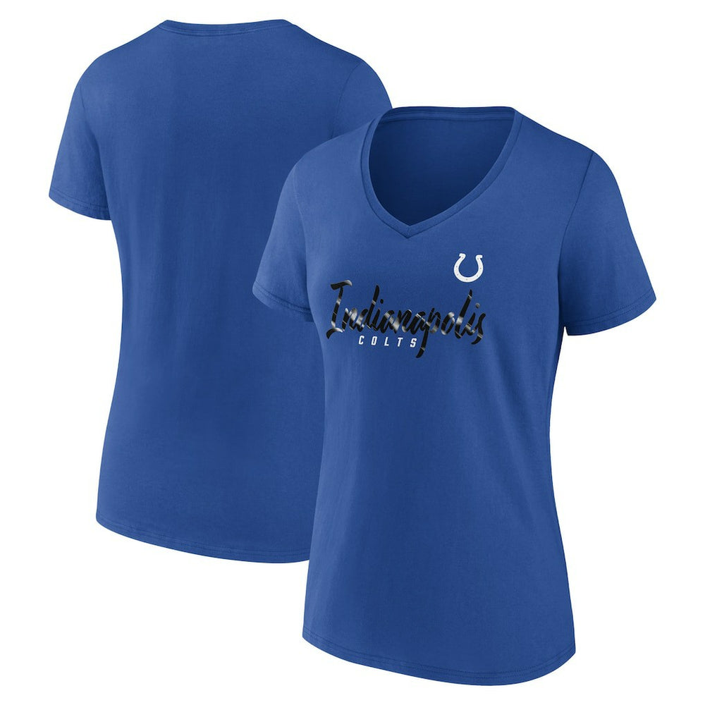 Indianapolis Colts Women's Shine Time V-Neck T-Shirt Royal
