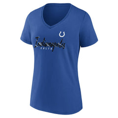Indianapolis Colts Women's Shine Time V-Neck T-Shirt Royal