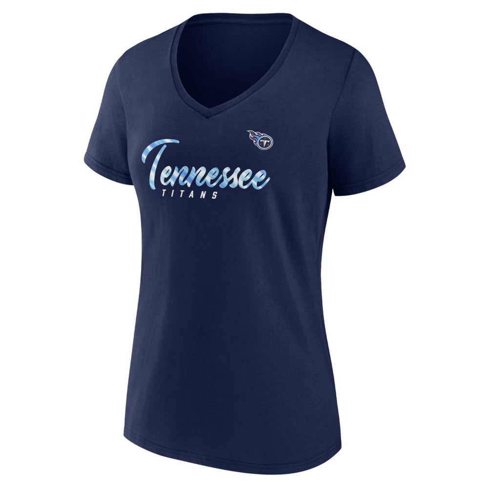 Tennessee Titans Women's Shine Time V-Neck T-Shirt Navy
