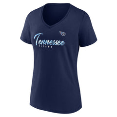 Tennessee Titans Women's Shine Time V-Neck T-Shirt Navy