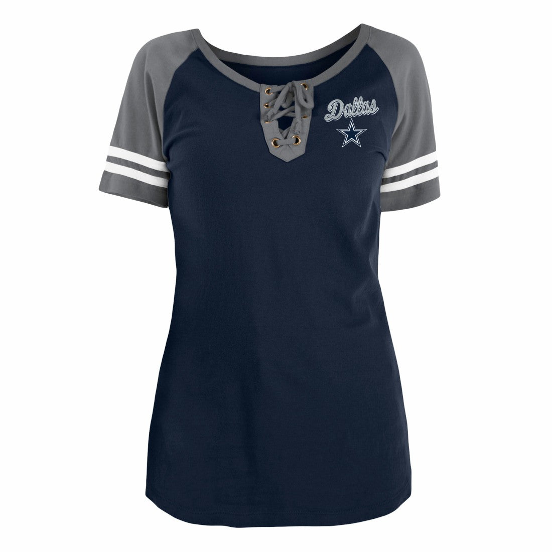 Dallas Cowboys New Era Women's Team Logo Lace-Up Raglan T-Shirt Navy