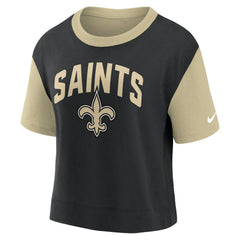 New Orleans Saints Women's High Hip Fashion T-Shirt Gold/Black