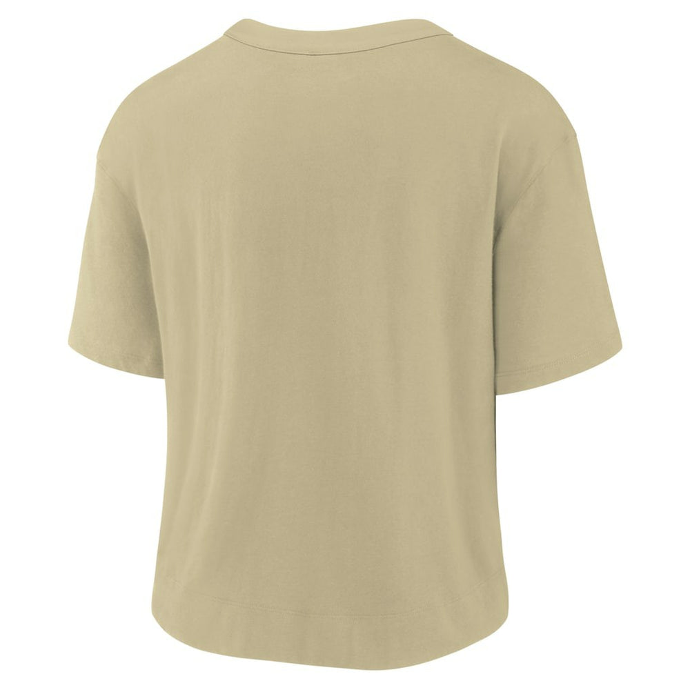 New Orleans Saints Women's High Hip Fashion T-Shirt Gold/Black