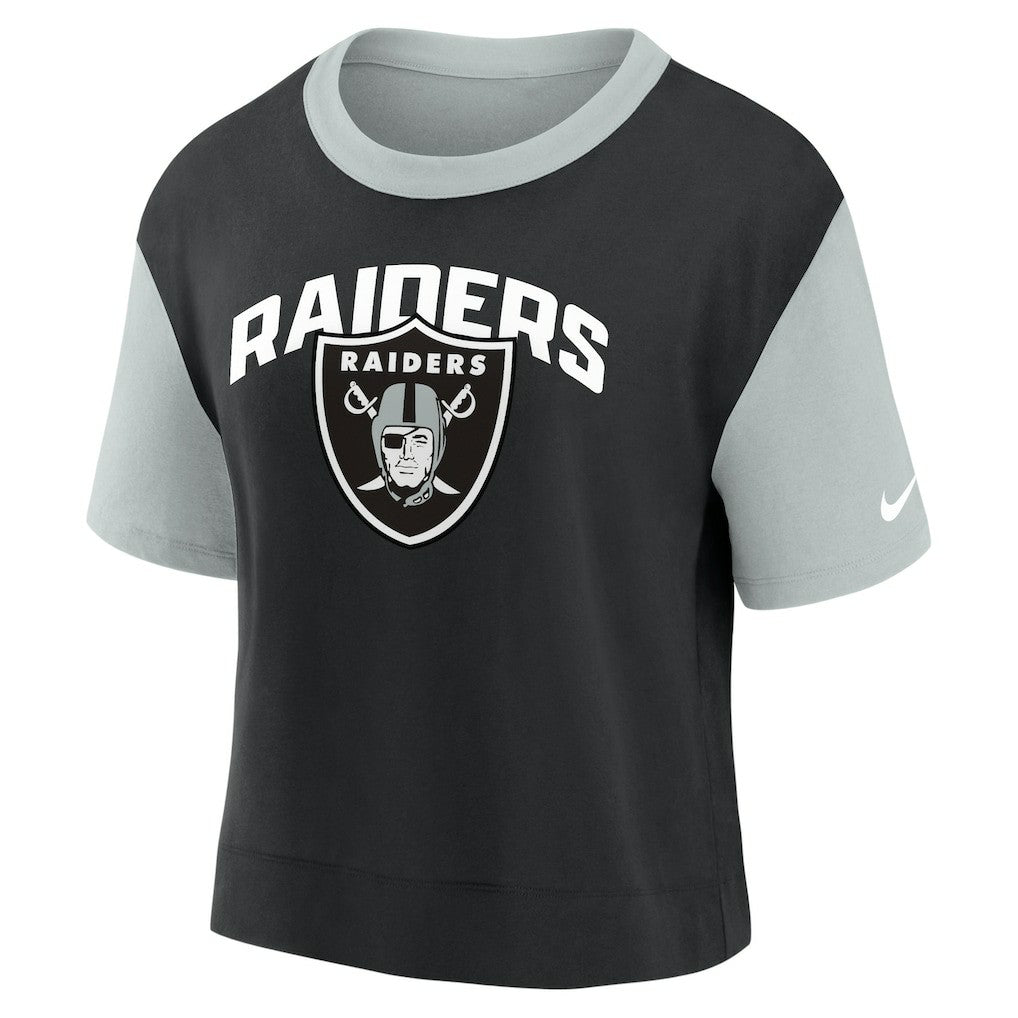 Las Vegas Raiders Women's High Hip Fashion T-Shirt Silver/Black