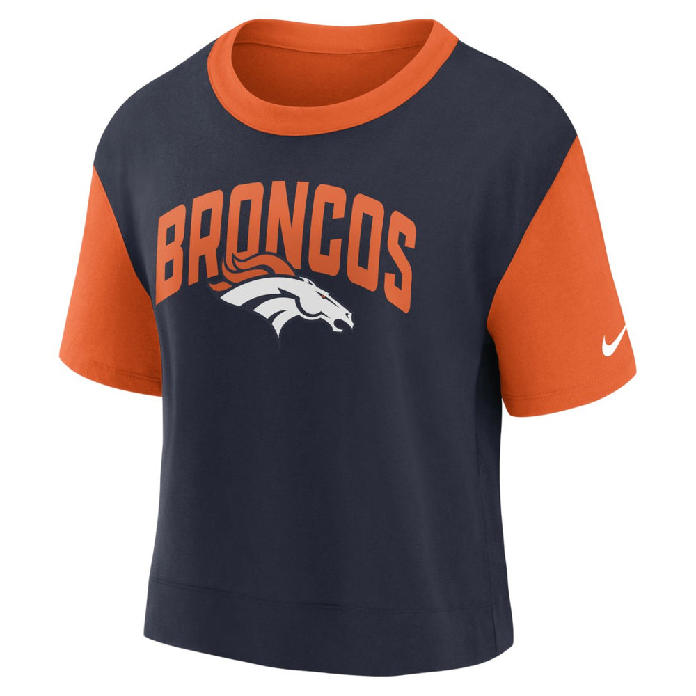 Denver Broncos Women's High Hip Fashion T-Shirt Orange/Navy