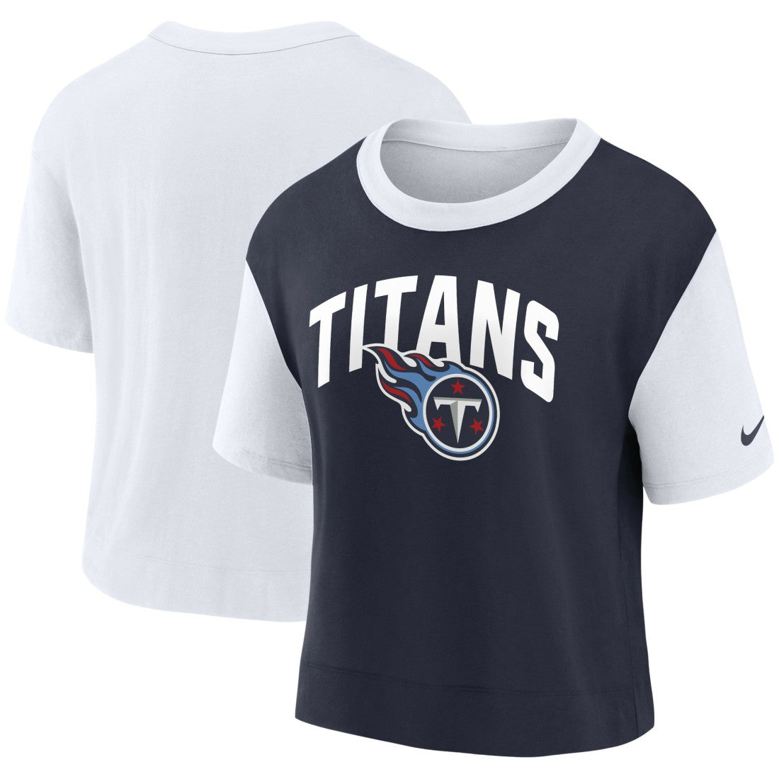 Tennessee Titans Women's High Hip Fashion T-Shirt White/Navy