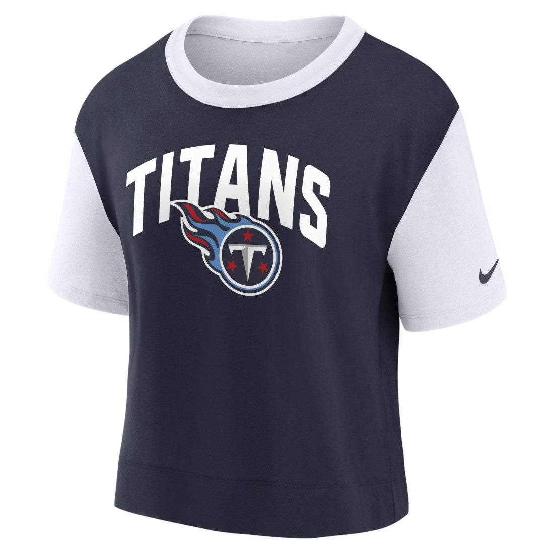 Tennessee Titans Women's High Hip Fashion T-Shirt White/Navy