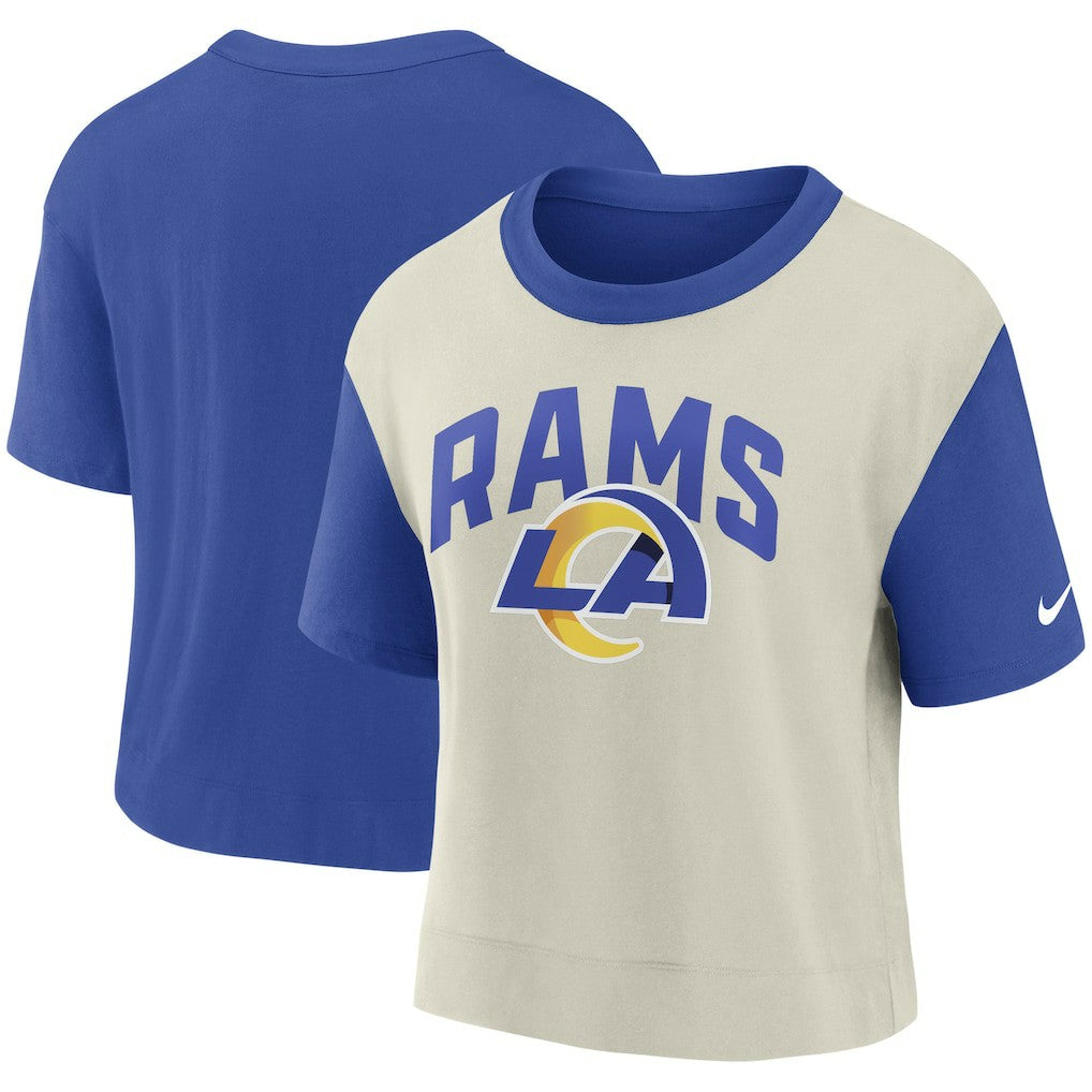Los Angeles Rams Women's High Hip Fashion T-Shirt Royal/Bone