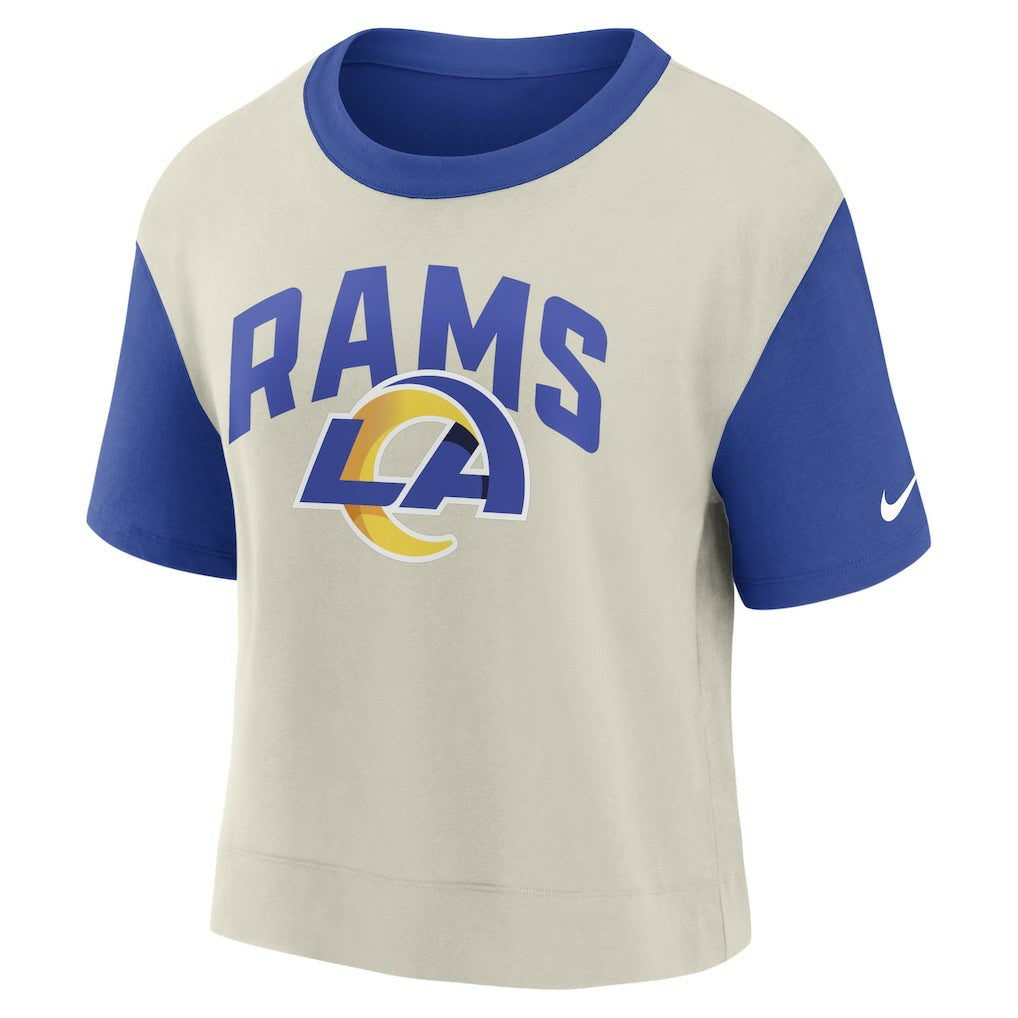 Los Angeles Rams Women's High Hip Fashion T-Shirt Royal/Bone