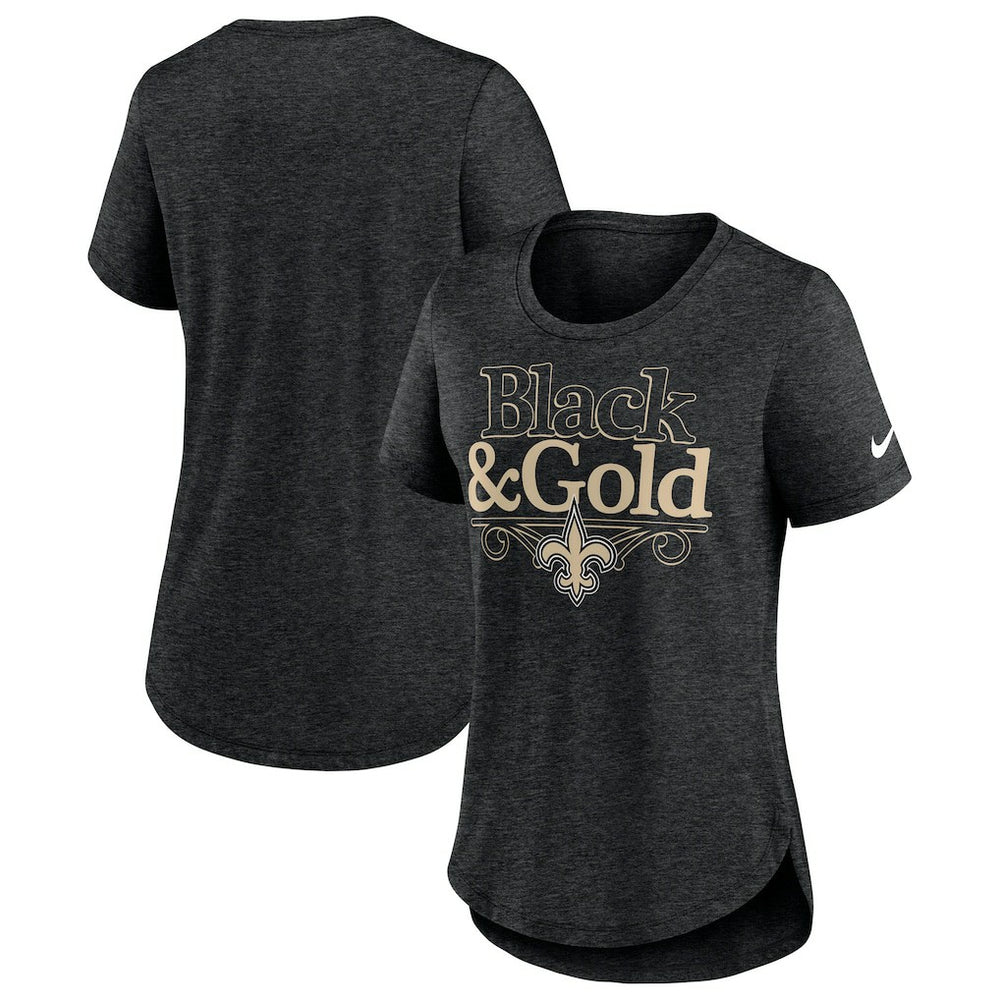 New Orleans Saints Women's Local Fashion Tri-Blend T-Shirt Heather Black