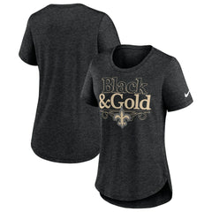 New Orleans Saints Women's Local Fashion Tri-Blend T-Shirt Heather Black