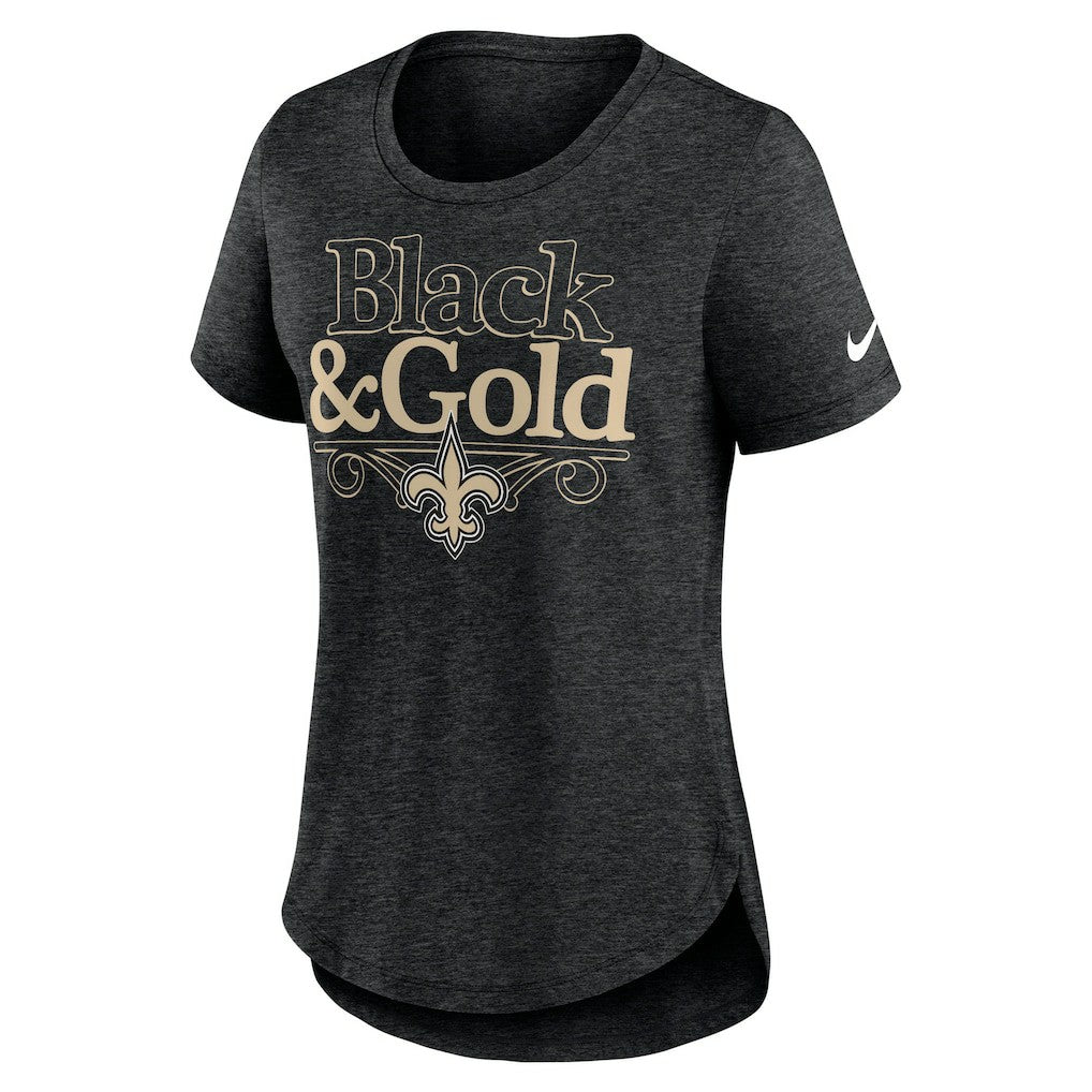 New Orleans Saints Women's Local Fashion Tri-Blend T-Shirt Heather Black