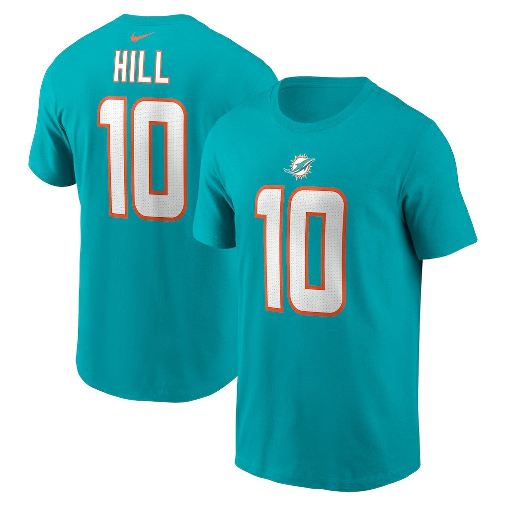Tyreek Hill Miami Dolphins Player Name & Number T-Shirt Aqua