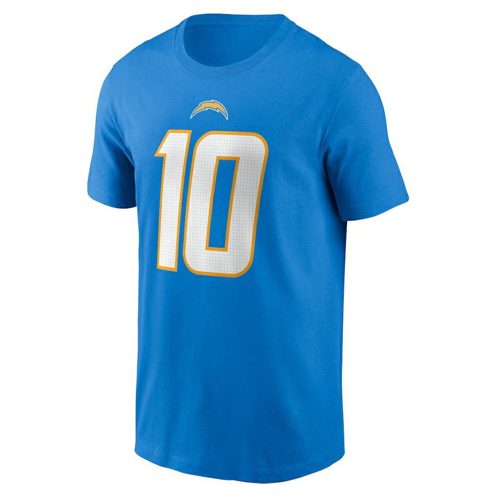 Justin Herbert Los Angeles Chargers Player Name & Number T-Shirt Powder Blue