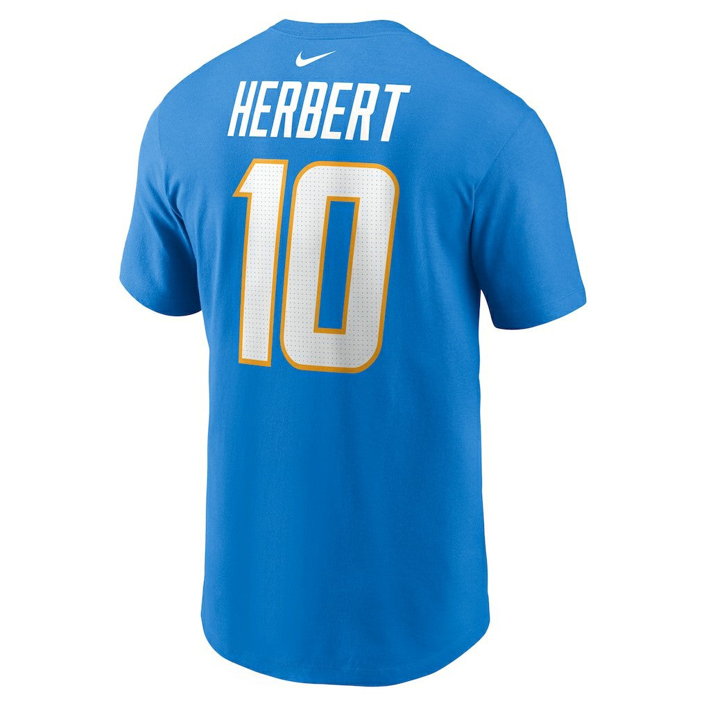 Justin Herbert Los Angeles Chargers Player Name & Number T-Shirt Powder Blue