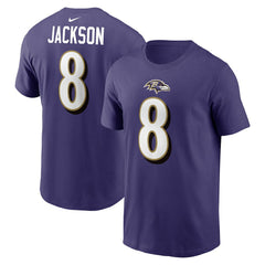 Lamar Jackson Baltimore Ravens Player Name & Number T-Shirt Purple