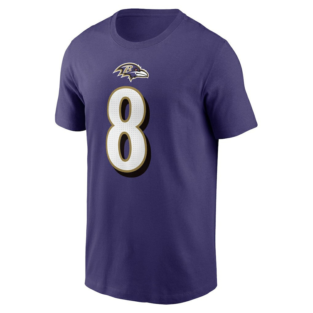 Lamar Jackson Baltimore Ravens Player Name & Number T-Shirt Purple