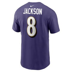 Lamar Jackson Baltimore Ravens Player Name & Number T-Shirt Purple
