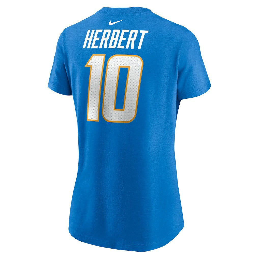 Justin Herbert Los Angeles Chargers Women's Player Name & Number T-Shirt Powder Blue