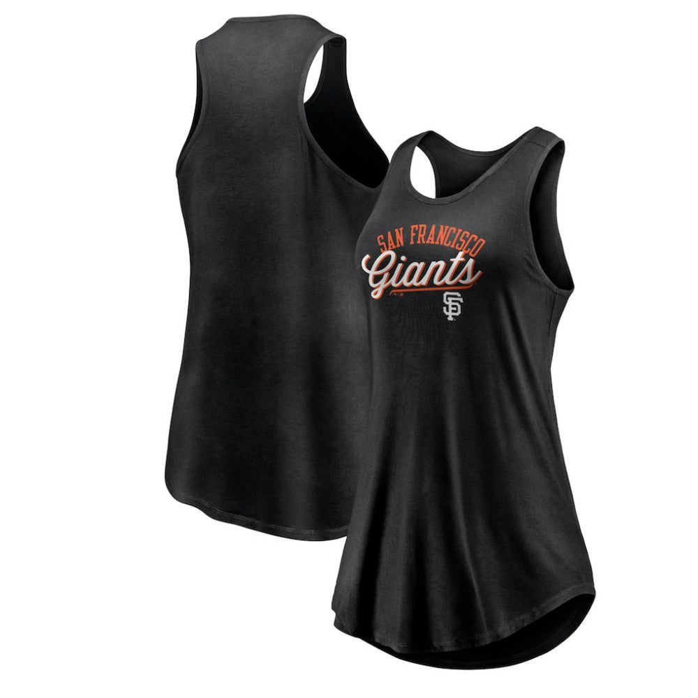 San Francisco Giants Fanatics Women's Simplicity Swing Racerback Scoop Neck Tank Top - Black Tanks