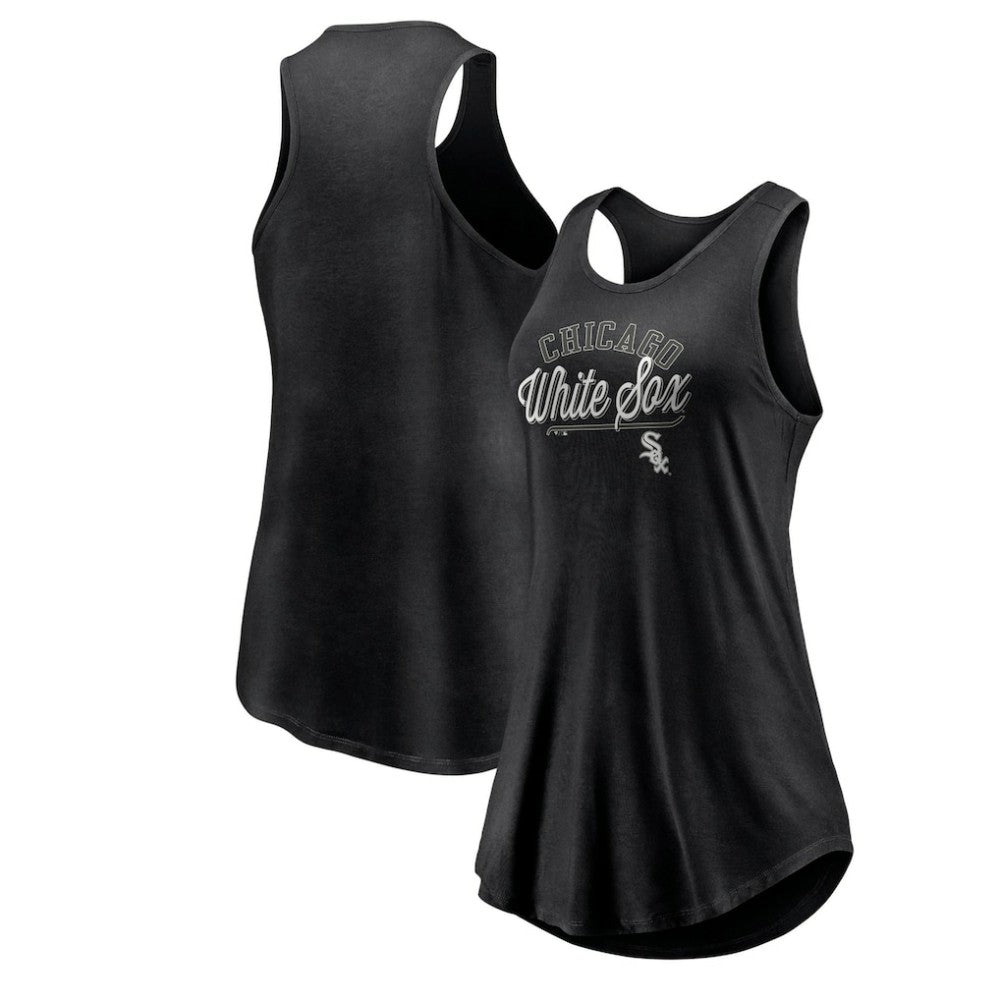 Chicago White Sox Fanatics Women's Simplicity Swing Racerback Scoop Neck Tank Top - Black Tanks