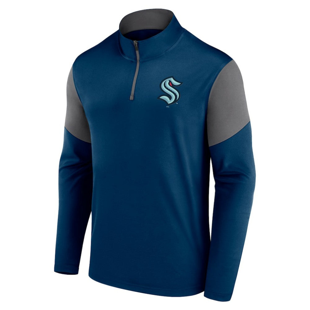 NHL Seattle Kraken Fanatics Logo Quarter-Zip Top - Deep Sea Blue