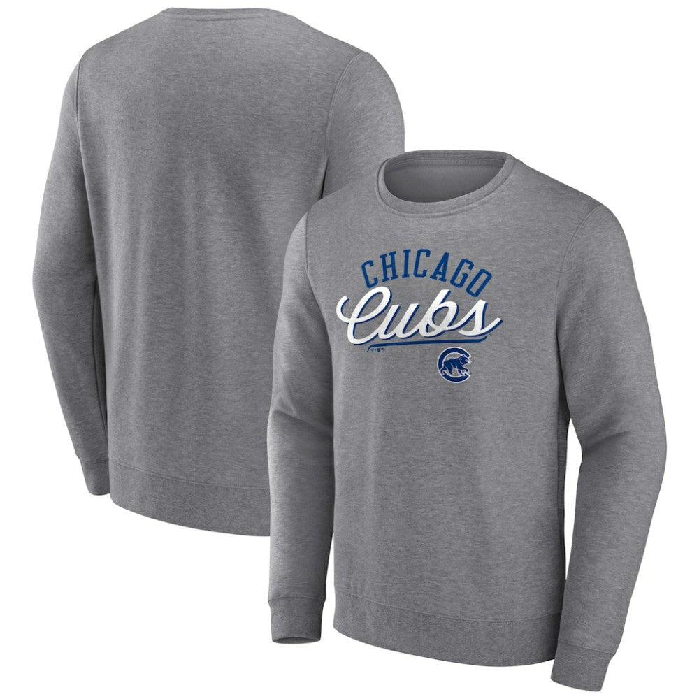 Chicago Cubs Fanatics Simplicity Pullover Sweatshirt - Heather Gray Pullover