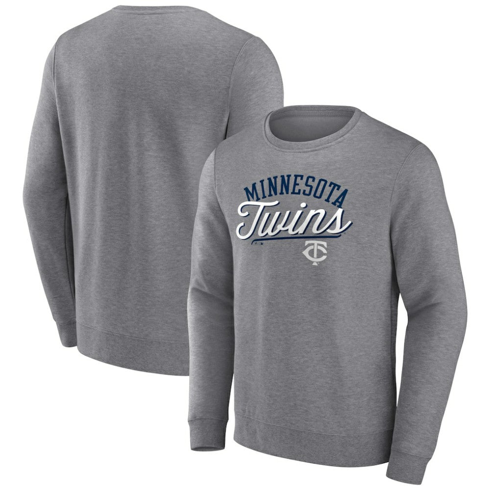 Minnesota Twins Fanatics Simplicity Pullover Sweatshirt - Heather Gray Pullover