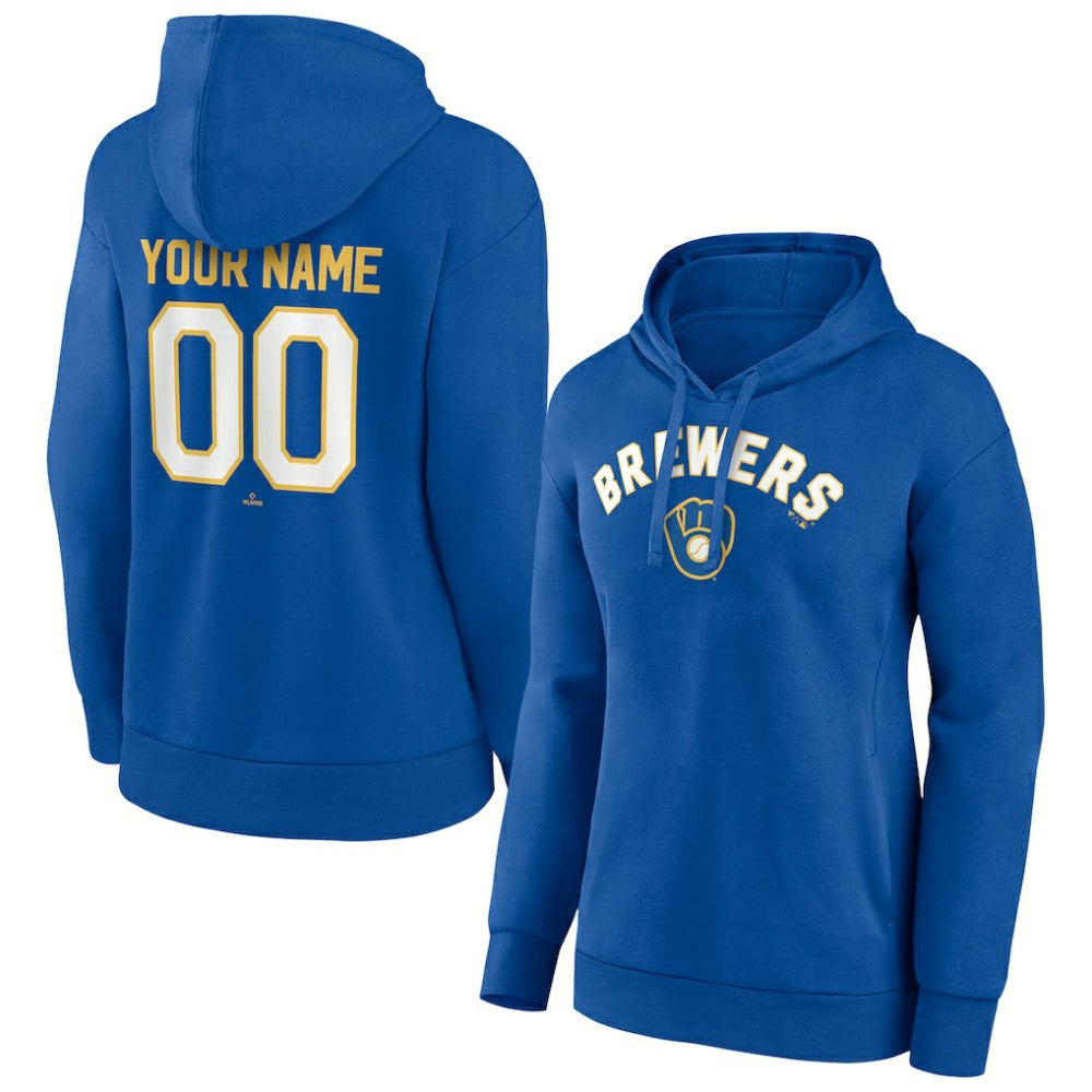 Milwaukee Brewers Women's Personalized Cooperstown Collection Winning Streak Pullover Hoodie - Royal Hoodies