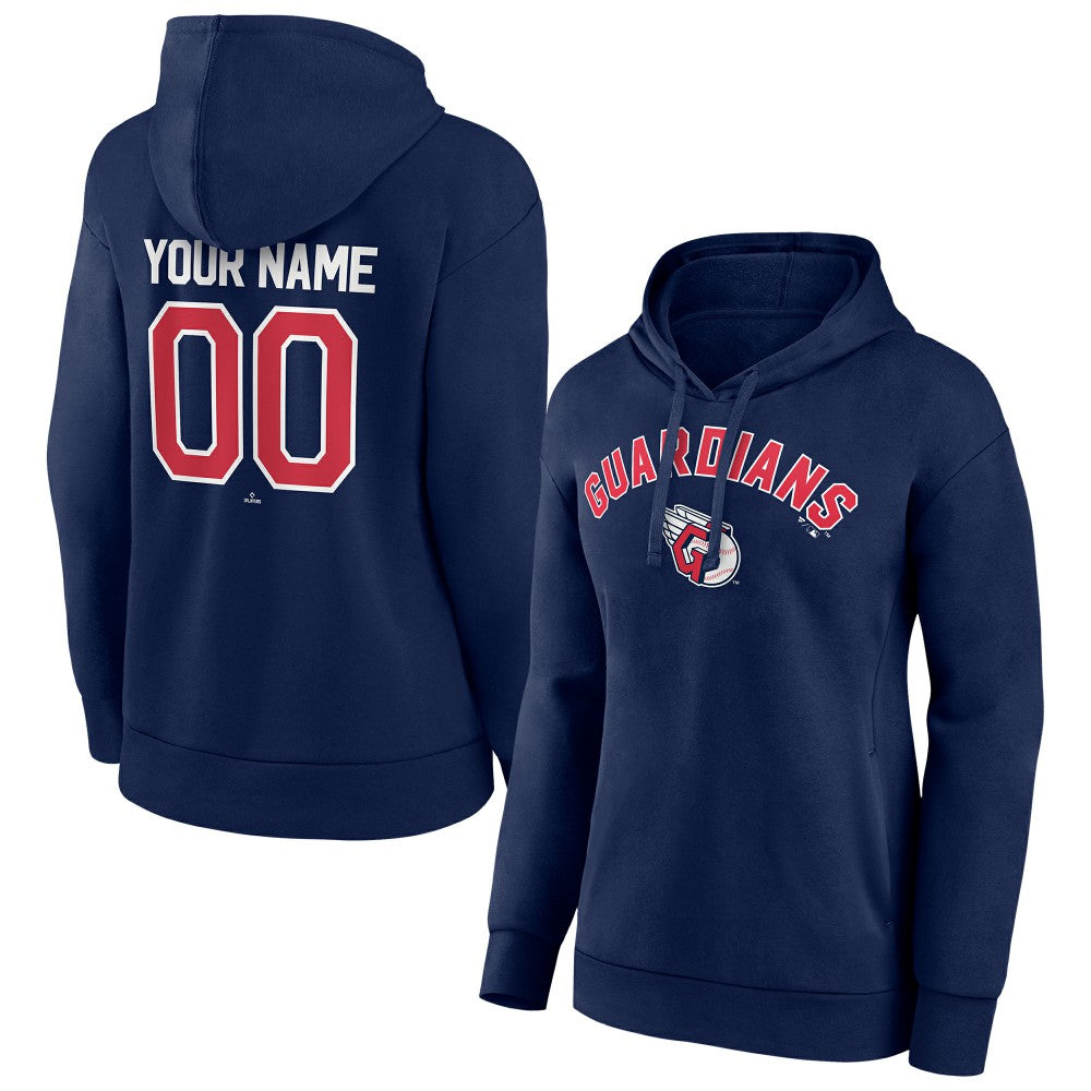 Cleveland Guardians Women's Personalized Team Winning Streak Pullover Hoodie - Navy Hoodies