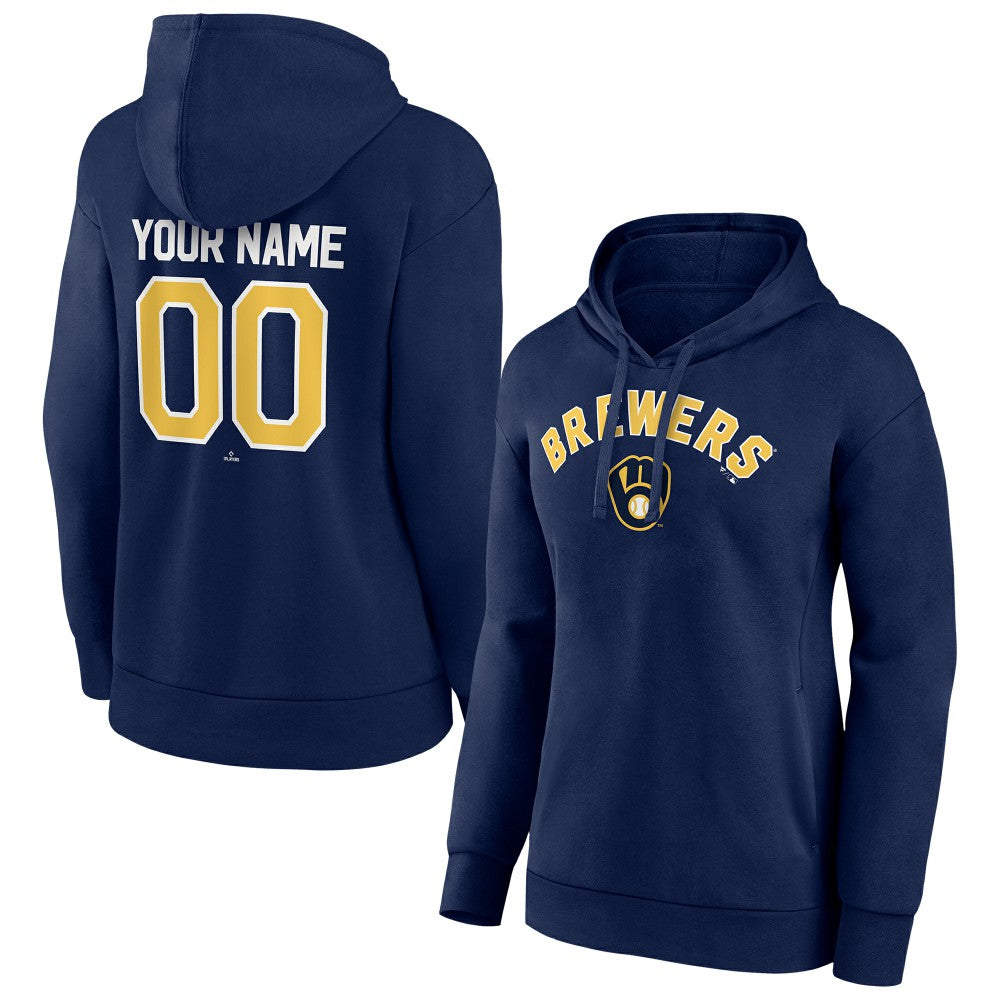 Milwaukee Brewers Women's Personalized Team Winning Streak Pullover Hoodie - Navy Hoodies