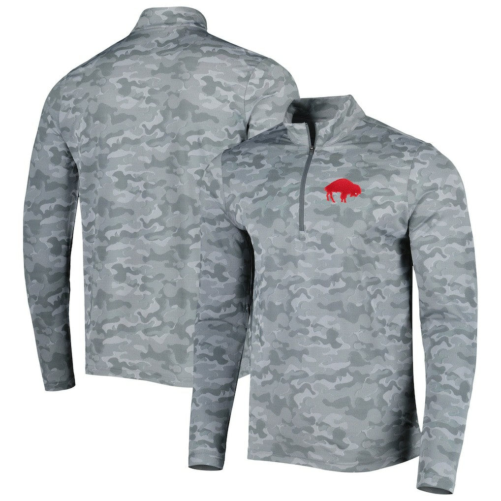 Buffalo Bills Antigua Brigade Throwback Quarter-Zip Top Gray
