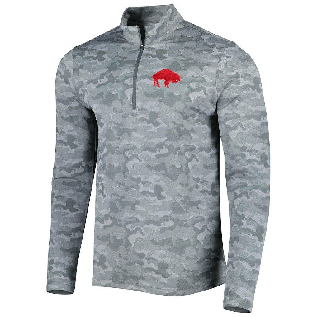 Buffalo Bills Antigua Brigade Throwback Quarter-Zip Top Gray