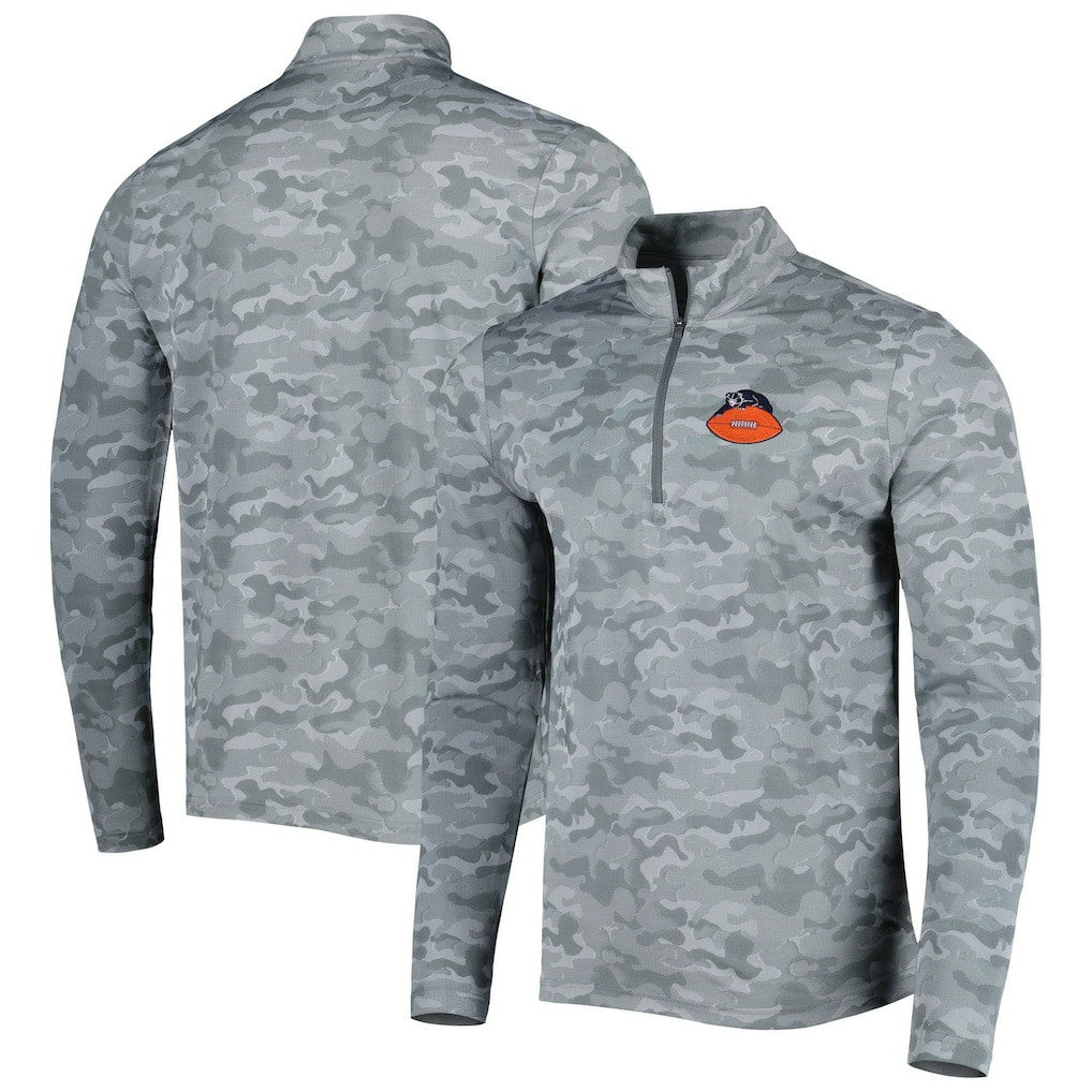 Chicago Bears Antigua Brigade Throwback Quarter-Zip Top Gray
