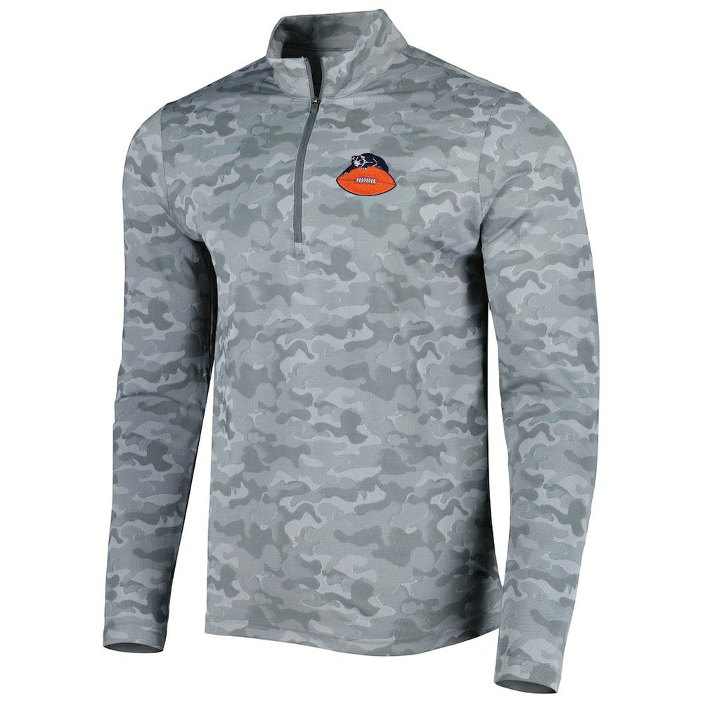 Chicago Bears Antigua Brigade Throwback Quarter-Zip Top Gray