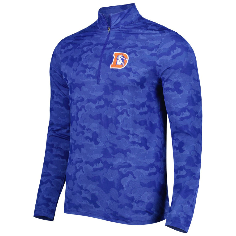 Denver Broncos Antigua Brigade Throwback Quarter-Zip Top Royal